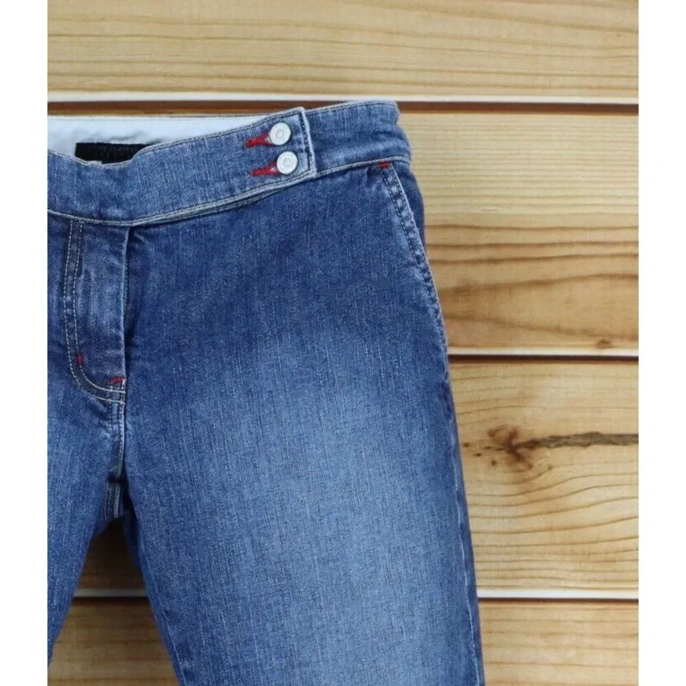 The Limited Capri Jeans Cuffed Womens Size 6 Blue‎ Faded Stretch Denim Low Rise